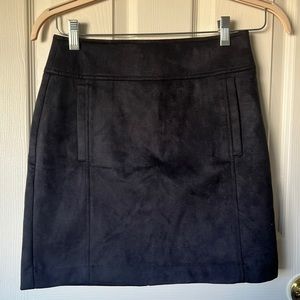 LOFT Black Suede Skirt with Pockets